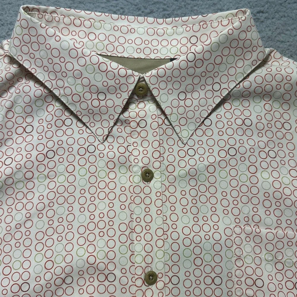 Nat Nast‎ Mens XL American Fit Silk Short Sleeve Button Down Shirt Circles Print
